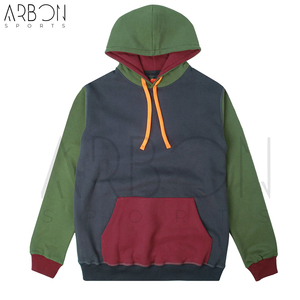 Buen Proveedor, Producto de Última Tendencia, OEM ODM, Sudadera con Capucha Orgánica de Bloques de Color, Azul Traslado, Sudadera de Felpa de Algodón Sólido - Product Image 3
