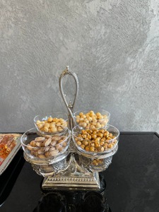 Support de service multi-bols en argent plaqué luxe pour la présentation de bonbons, noix, chocolat et desserts lors de fêtes et réunions à domicile - Product Image 6