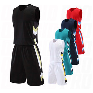 ผู้จัดจำหน่ายขายส่ง ชุดกีฬาบาสเก็ตบอลดีไซน์ใหม่ เสื้อและกางเกงขาสั้น ชุดบาสเก็ตบอลแบบกลับด้านได้ ลายแบบกำหนดเอง ระบายอากาศได้ดี - Product Image 4