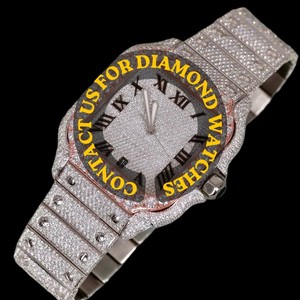 Reloj de Pulsera Cuadrado de Diseño Personalizado 2026 con Esfera de Números Romanos y Diamantes Moissanite, Colección de Dos Tonos para Hombre - Product Image 4