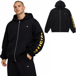 Sweat à capuche zippé personnalisé avec logo pour homme, en molleton de coton épais, style streetwear, impression sur les manches, livraison directe d'usine - Product Image 1