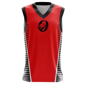 Maillot de basket personnalisé rouge, noir et gris, sans manches, séchage rapide, uniforme d'équipe, respirant, anti-humidité, vêtements de sport OEM - Product Image 1