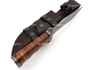 UA Supplies มีดล่าสัตว์เหล็กดามัสกัสเกรดอุตสาหกรรม ผลิตด้วยมือ ขนาด 14 นิ้ว ใบมีดแบบ Fixed Blade ด้ามจับหนังแบบ Ergonomic - Product Image 3