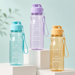 ขวดน้ำพลาสติก PET ปลอดสาร BPA ขนาด 550 มล. แบบสปอร์ต พร้อมฝาปิดแบบพลิกและสายสะพาย รับผลิตตามสั่งพร้อมโลโก้ โรงงานเวียดนาม - Product Image 2