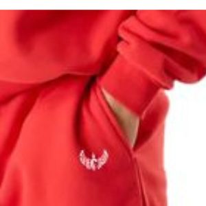 Pantalon de survêtement rouge oversize pour homme, coupe décontractée, en molleton, pour le sport, la gym, l'entraînement, les loisirs, avec poches latérales - Product Image 5
