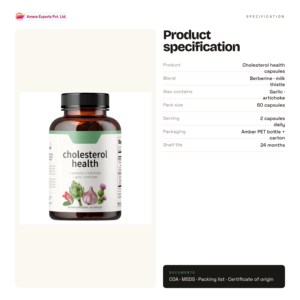 Cápsulas de Apoyo a la Salud del Colesterol, Suministro Directo de Fábrica, Fórmula Herbal con Berberina, Cardo Mariano, Ajo y Alcachofa - Product Image 6