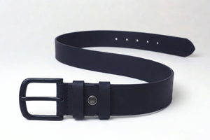 Cinturón de Cuero Negro Oscuro con Borde Mate, Hebilla de Marco Sólido, Estilo Casual para Mezclilla, Ajuste Ajustable, Minimalista, Unisex - Product Image 2
