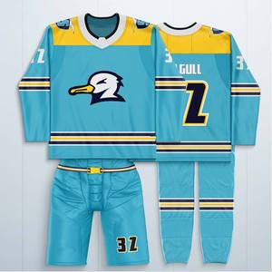 Low Price Ice Hockey Jersey Men Full Sleeve Sublimated Blue White Team Uniform Breathable Mesh Winter Sport Apparel Set with OEM - Product Image 6