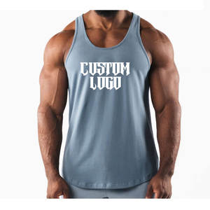 Camisetas sin mangas para hombre de secado rápido, chaleco de gimnasio, logotipo personalizado, camiseta de algodón para musculación, fitness, running, ropa deportiva informal. - Product Image 2
