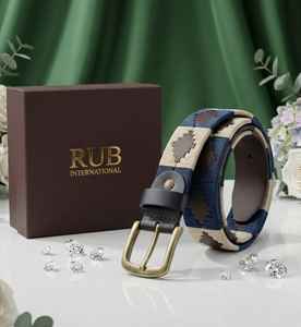 Ceinture tressée de luxe en cuir véritable RUB INTERNATIONAL avec boucle en strass, légère, de haute qualité, design bicolore - Product Image 2