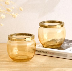 Portavelas Decorativo de Cristal Dorado Transparente Hecho a Mano y Ecológico para Velas de Té, Decoración para Mesa de Navidad, Pascua y Hogar - Product Image 2