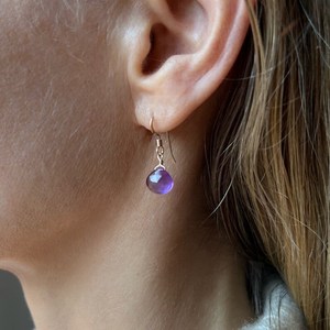 Amethyst Sterling Silver Drop <b>Earrings</b> Trendy Design Third Party Certified February Birthstone Jewelry Gift for Women - Product Image 1