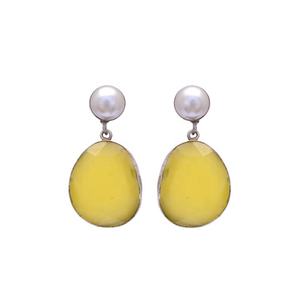Nouveauté Boucles d'oreilles pendantes en acier inoxydable plaqué argent pour femmes Cadeaux de fête Élégantes pierres Perles Cadeau de fiançailles Anniversaire - Product Image 1