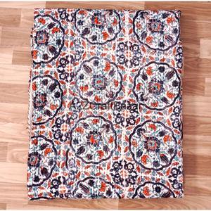 Colcha Kantha Vintage Hecha a Mano, 100% Algodón Orgánico Puro, Reversible, Bordada, Ecológica, para Todas las Estaciones, de Rajasthan - Product Image 5