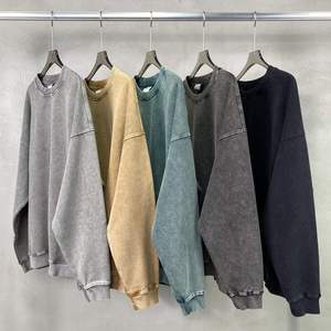 Sweat-shirt vintage délavé à l'acide pour homme, 420g, molleton lourd 100% coton, col rond, pull personnalisé à épaules tombantes - Product Image 1