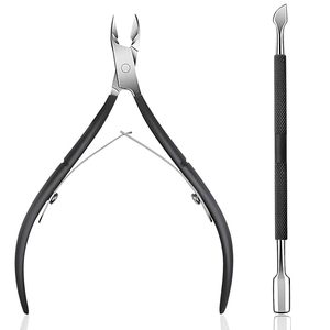 Black Trimmer Cuticle Pusher Nipper Stainless Steel Sharp Remover Cutter Clipper Durable Pedicure Manicure Tools Wide Jaw - Product Image 1