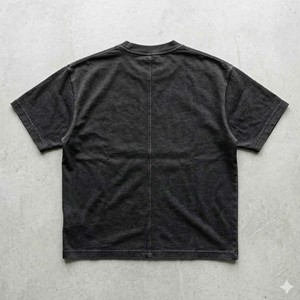 Camiseta de Algodón Tejido de 350 g/m² Personalizada, Color Negro Deslavado, Estilo Vintage, Corte Holgado, Ropa Urbana para Hombre, Secado Rápido - Product Image 2