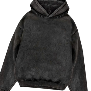 Sweat à capuche vintage délavé noir OEM pour hommes et femmes, 100 % coton, effet délavé à l'acide, coupe oversize, streetwear, automne, mode éco-responsable - Product Image 6
