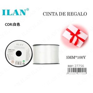 Nastro regalo Ilan 5 mm x 100 iarde bianco per confezioni e decorazioni - Product Image 1