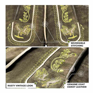 Shorts traditionnels bavarois pour hommes en Lederhosen, 100 % polyester, décontractés et élégants, écologiques, costume d'Oktoberfest allemand avec ceinture brodée - Product Image 5