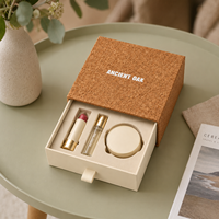 Boîte à tiroirs en liège durable pour cosmétiques, rouge à lèvres, ensemble de maquillage, emballage cadeau écologique personnalisé