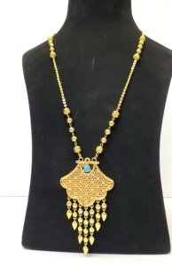New Arrival 24KT Gold Plated <b>Long</b> Necklace Set Arabian Collection Fine Jewelry for Weddings - Product Image 2