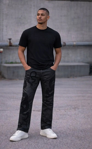 Pantalon de jogging en jean pour homme, personnalisé avec broderie serpent, taille mi-haute, fermeture boutonnée, coupe droite décontractée, poids moyen, respirant, délavé à la pierre - Product Image 4