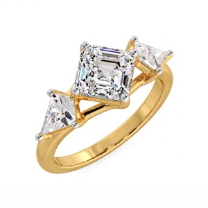 Bague de luxe en diamant naturel 2 carats taille Asscher Kite, or massif 18K 14K 10K, bijou élégant, cadeau pour fiançailles et anniversaire - Product Image 2
