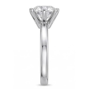 Bague de fiançailles en or blanc 14 carats avec diamant naturel rond solitaire de 1 carat - Product Image 3