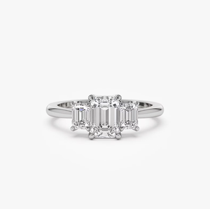 14K Tapered Baguette Cut Lab Diamond <b>Vintage</b> Engagement <b>Ring</b> with IGI Certification <b>Gold</b> Plated for Anniversary - Product Image 2