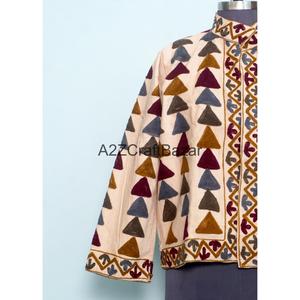 Handmade Embossed Embroidery Vintage Cotrise <b>Jacket</b> Eco-Friendly Breathable Quick Dry Cotton Lined <b>Mandarin</b> <b>Collar</b> - Product Image 2