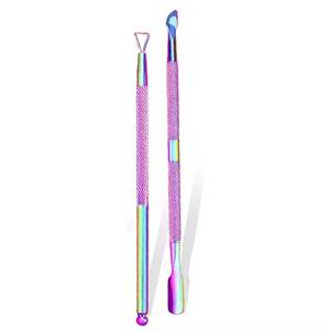 Kit d'outils de manucure réutilisable en acier inoxydable à double extrémité pour repousser les cuticules, design couleur arc-en-ciel - Product Image 5