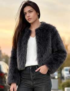 เสื้อโค้ทขนสัตว์แฟชั่นฤดูหนาวสำหรับผู้หญิง เสื้อโค้ทขนสุนัขจิ้งจอกแท้ทรงโอเวอร์ไซส์ พร้อมขนสุนัขจิ้งจอกสีเงินแท้ เสื้อแจ็คเก็ตหรูหรา - Product Image 5