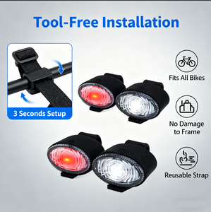 Luces Traseras para Bicicleta Recargables por USB, LED Blanco Frío, ABS y Silicona, 6-10 Lúmenes, IP44 Impermeables para Ciclismo Nocturno - Paquete de 2 - Product Image 3