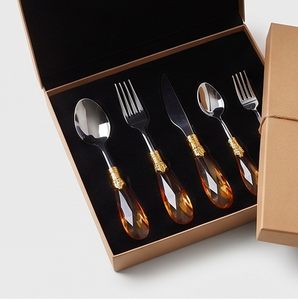 Elegant Crystal Handle Flatware Set With Gold Accents Stainless Steel Spoon <b>Knife</b> <b>Fork</b> For Wedding Tableware - Product Image 6