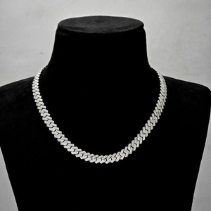 Collar de Lujo con Moissanita y Plata 925, Diseño Espiga, Bañado en Rodio, Joyería Hip Hop, Uso Diario, Unisex, Regalo, Fiesta - Product Image 1