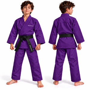 Kimono de karaté violet personnalisé pour jeunes, uniforme d'arts martiaux pour enfants, tenue d'entraînement de judo avec ceinture, kimono de karaté blanc - Product Image 1