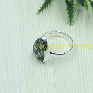 Natural <b>Moss</b> <b>Agate</b> Gemstone <b>Ring</b> 925 Sterling Silver Handmade Teardrop Cabochon Gemstone <b>Ring</b> Boho Vintage Women Jewelry Gift - Product Image 3