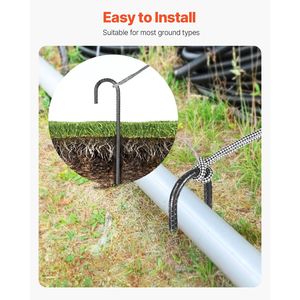 Paquete de 16 anclajes de tierra de acero galvanizado con gancho en J de alta resistencia de 16 pulgadas Barras de refuerzo de acero para construcción - Product Image 5