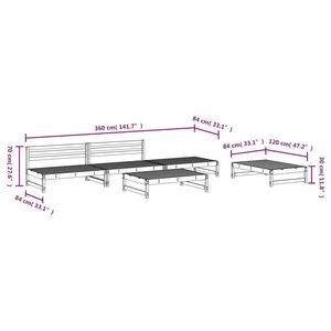 Grand ensemble de salon de jardin en bois de pin massif naturel, meubles durables et élégants - Product Image 6