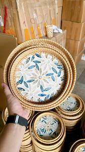 Plateau de service en laque tissé à la main avec incrustation de nacre |   Boîte de rangement multifonctionnelle écologique pour bureau et salle de bain (noir) - Product Image 3