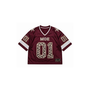 เสื้อเจอร์ซีย์อเมริกันฟุตบอลพิมพ์ลายเสือดาวขนาดใหญ่พิเศษสำหรับผู้หญิง สกรีนตัวอักษรตามสั่ง โลโก้ประดับเพชรเทียม สไตล์สตรีทแวร์ ขายส่ง - Product Image 3
