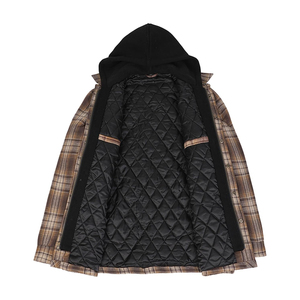 Sweat à capuche en flanelle épaisse et chaude pour homme, doublé polaire à carreaux, avec fermeture éclair, idéal pour l'hiver, personnalisable avec logo - Product Image 3