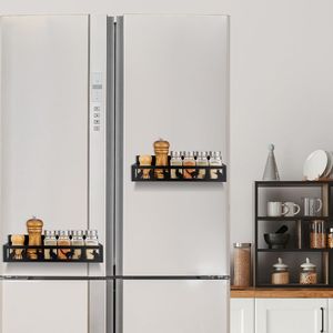 Set di 2 Portaspezie Magnetici a Forma di Gatto Nero, Cestello Magnetico in Metallo per Frigorifero, Organizzatori per Condimenti per Uso Domestico - Product Image 1