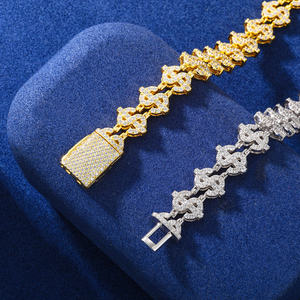 Pulsera de Cadena Chapada en Oro de 24K de Lujo con Incrustaciones de Diamantes, Unisex, para Uso Diario - Product Image 3