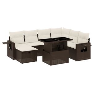 Set di divani da esterno in rattan marrone con contenitore e tavolino per uso esterno - Product Image 4