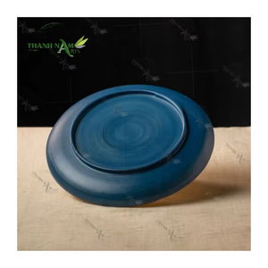 OEM Customized Round Bamboo <b>Serving</b> Plate <b>Set</b> with Colored Rim Biodegradable & Eco-Friendly for Table Decoration Food Display - Product Image 2