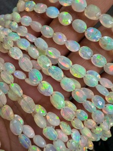 Perles ovales facettées en opale de feu éthiopienne naturelle 4x6-6x9mm, pierres précieuses chatoyantes pour la fabrication de bijoux, brin de 16 pouces, prix de gros - Product Image 3