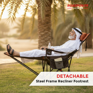 Chaise de camping Roadpower (RP-CHR-60) de qualité supérieure avec accoudoirs en aluminium, porte-gobelet et rangement latéral, au design bicolore élégant - Product Image 5