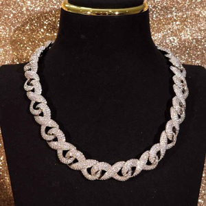 สร้อยคอเงินแท้ 925 ชุบโรเดียม ประดับเพชรโมอิสซาไนต์ ดีไซน์ Cuban Link หรูหรา สไตล์ฮิปฮอป ประกายระยิบระยับ คุณภาพพรีเมียม - Product Image 1